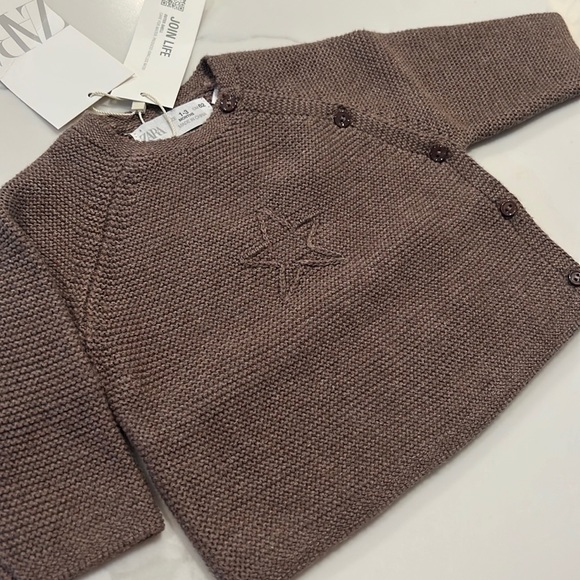 Zara Other - Zara knitwear brown OPEN KNIT embroidered star SWEATER 1-3 months baby new wit…